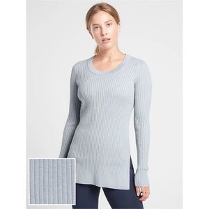 ATHLETA LINCOLN PARK RIBBED SWEATER IN GLACIAL BLUE
